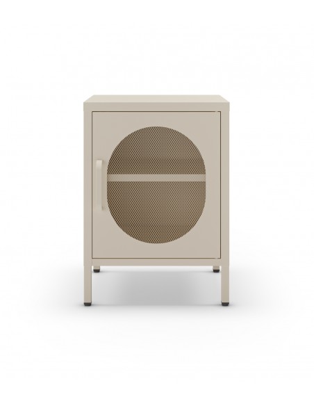 Mesa de cabeceira em metal creme DIORA 40x60 com 1 porta reversível
