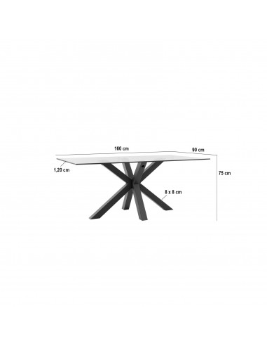 Mesa de design ARGO 160x90, vidro e pernas de...