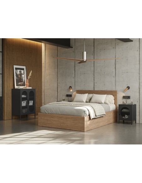 Mesita de noche metálica negro minimalista DIORA 40x60 con 1 puerta reversible