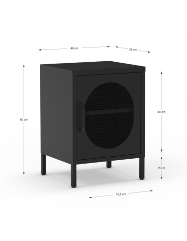 Mesa de cabeceira em metal preto minimalista...