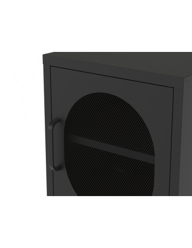 Mesa de cabeceira em metal preto minimalista...