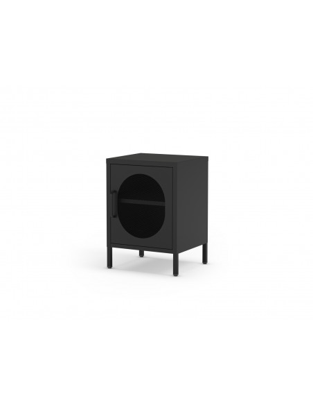 Mesita de noche metálica negro minimalista DIORA 40x60 con 1 puerta reversible