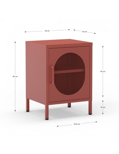 Mesita de noche metálica terracota minimalista...