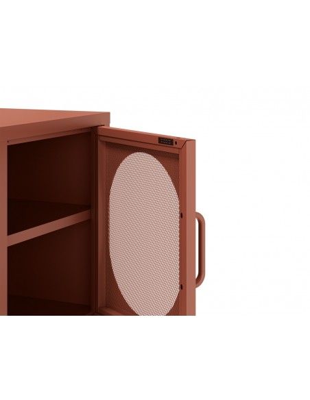 Mesita de noche metálica terracota minimalista DIORA 40x60, 1 puerta reversible