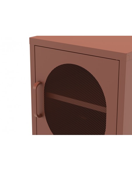 Mesita de noche metálica terracota minimalista DIORA 40x60, 1 puerta reversible