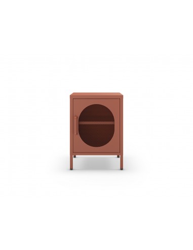 Mesita de noche metálica terracota minimalista...