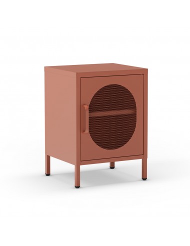 Mesita de noche metálica terracota minimalista...