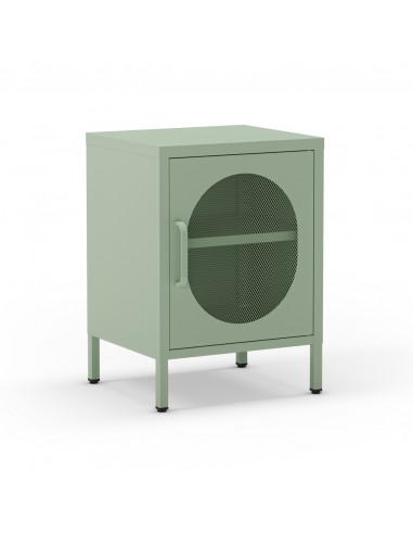Mesa de cabeceira em metal verde minimalista...
