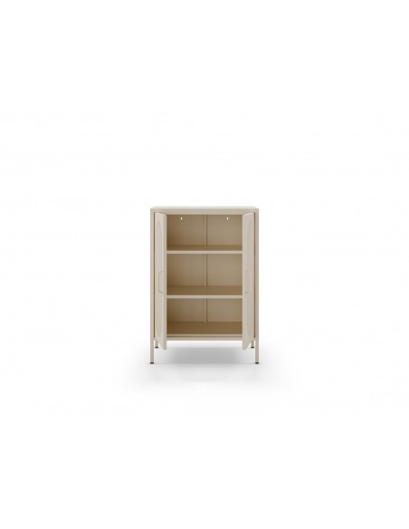 Mueble auxiliar metálico minimalista DIORA crema 70x100 con 2 puertas