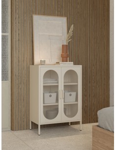 Móvel auxiliar metal minimalista DIORA creme 70x100 com 2... 2