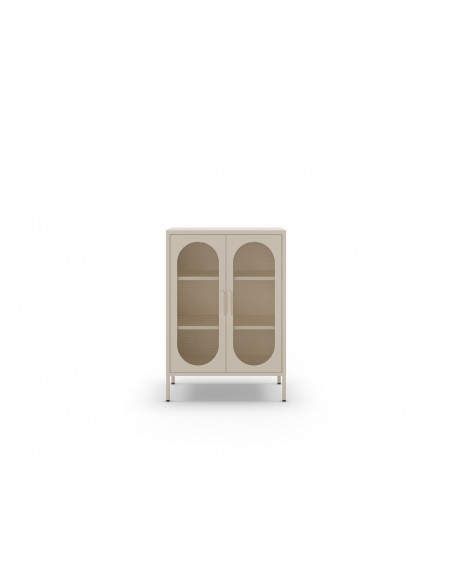 Mueble auxiliar metálico minimalista DIORA crema 70x100 con 2 puertas