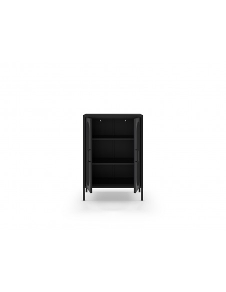 Mueble auxiliar metálico minimalista DIORA negro 70x100 con 2 puertas