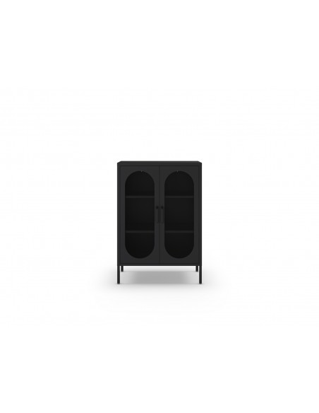 Mueble auxiliar metálico minimalista DIORA negro 70x100 con 2 puertas