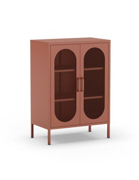 Mueble auxiliar metálico minimalista DIORA terracota 70x100 con 2 puertas