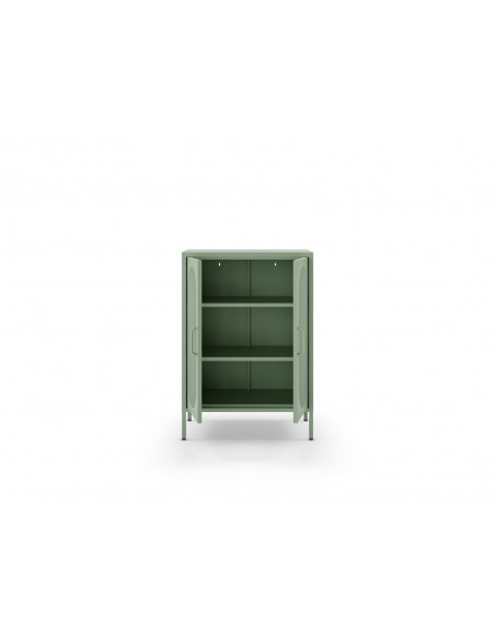Móvel auxiliar em metal minimalista DIORA verde 70x100 com 2 portas