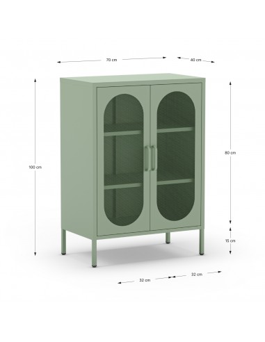 Móvel auxiliar em metal minimalista DIORA verde...