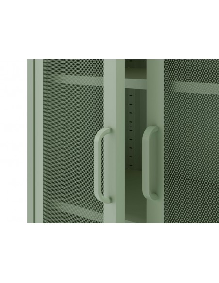 Móvel auxiliar em metal minimalista DIORA verde 70x100 com 2 portas