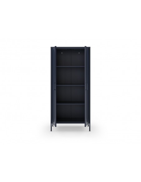 Vitrina metálica minimalista DIORA azul 80x170 cm con 2 puertas
