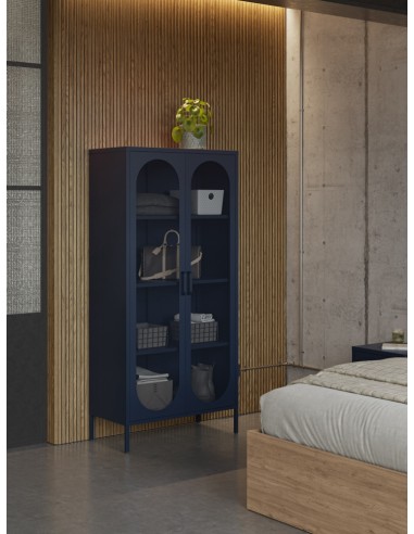 Vitrina metálica minimalista DIORA azul 80x170...