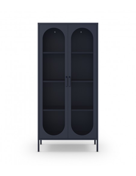 Vitrine minimalista DIORA em metal azul 80x170 cm com 2 portas