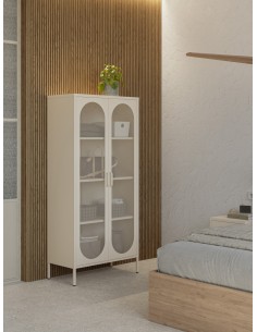 Vitrine minimalista DIORA em metal creme, 80x170 cm com 2... 2