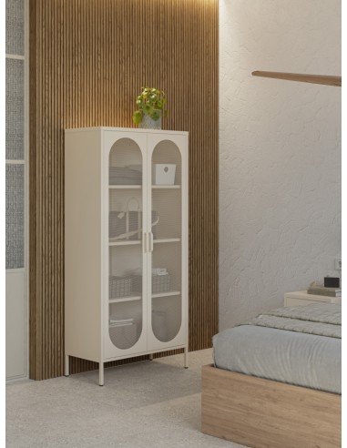 Vitrine minimalista DIORA em metal creme,...