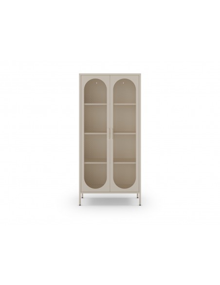 Vitrina metálica minimalista DIORA crema,80x170 cm con 2 puertas