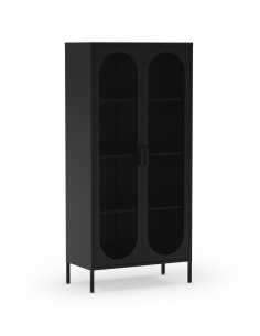 Vitrine minimalista DIORA em metal preto 80x170 com 2 portas