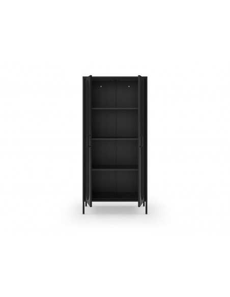 Vitrine minimalista DIORA em metal preto 80x170 com 2 portas