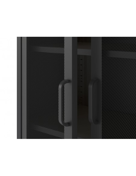 Vitrine minimalista DIORA em metal preto 80x170 com 2 portas