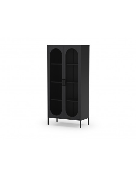 Vitrine minimalista DIORA em metal preto 80x170 com 2 portas