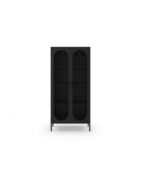 Vitrina metálica minimalista DIORA negro 80x170 con 2 puertas