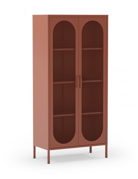 Vitrina metálica minimalista DIORA terracota 80x170 con 2 puertas