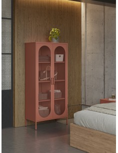 Vitrine minimalista DIORA em metal terracota 80x170 com 2... 2
