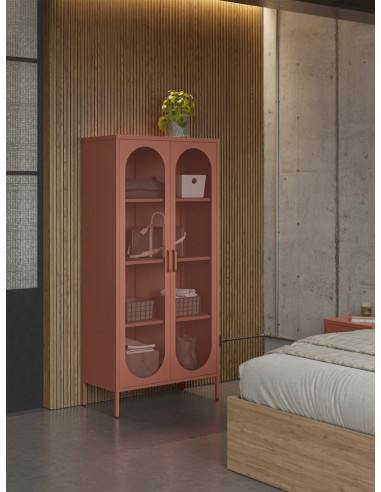 Vitrine minimalista DIORA em metal terracota...