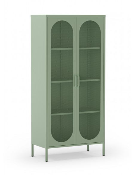 Vitrine minimalista DIORA em metal verde 80x170 com 2 portas