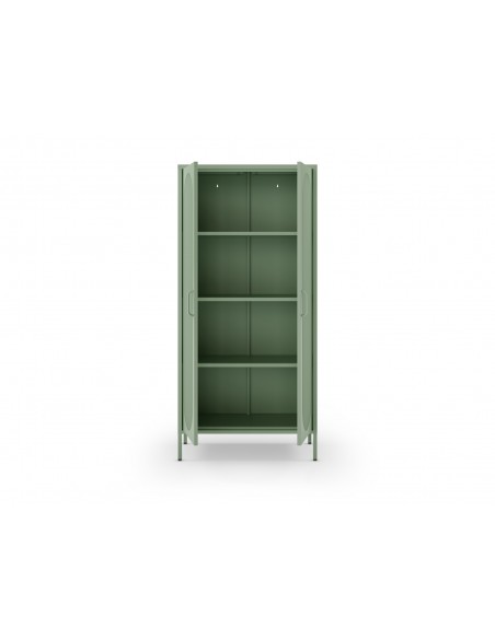 Vitrina metálica minimalista DIORA verde 80x170 con 2 puertas