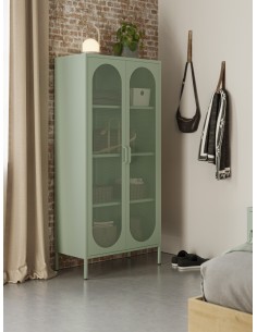 Vitrina metálica minimalista DIORA verde 80x170 con 2... 2