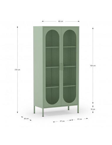 Vitrine minimalista DIORA em metal verde 80x170...