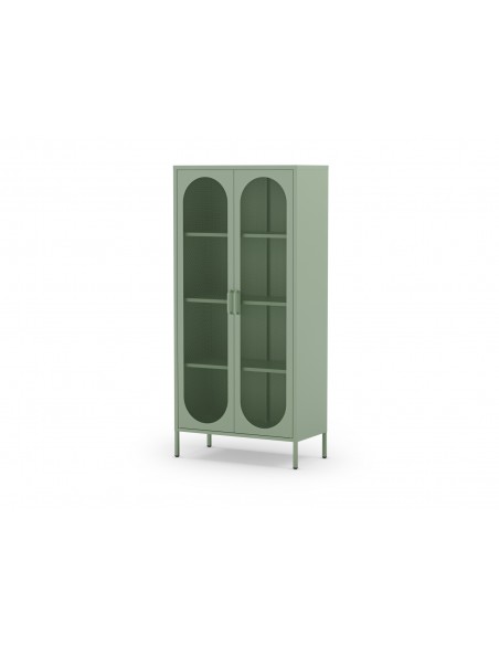 Vitrine minimalista DIORA em metal verde 80x170 com 2 portas