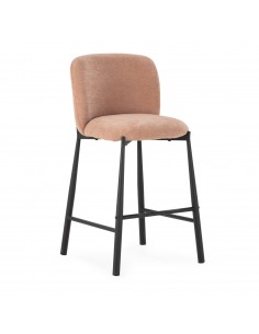 Banqueta baixa de design GINNY 65, em tecido e metal preto.