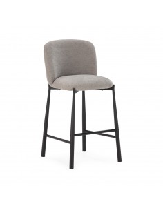 Banqueta baixa de design GINNY 65, em tecido e metal preto. 2