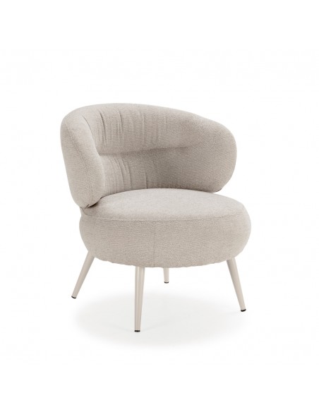 Sillón redondo de diseño orgánico LIVA en color beige