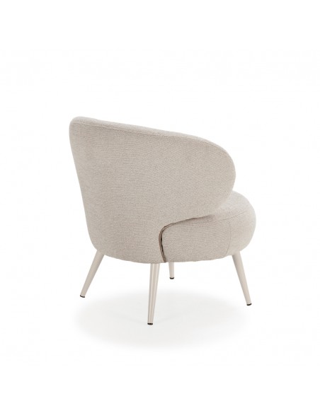 Poltrona redonda LIVA com design orgânico em cor bege.