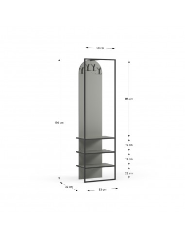 Cabide EDORA com sapateira 53 x 180, melamina...