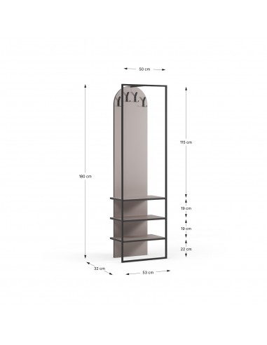 Cabide EDORA com sapateira 53 x 180, melamina...