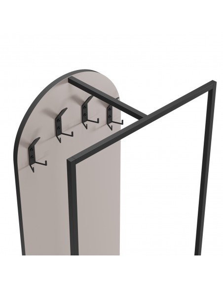 Cabide EDORA com sapateira 53 x 180, melamina creme e metal preto