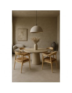 Silla con brazos NINA, madera de haya y similpiel marrón. 2