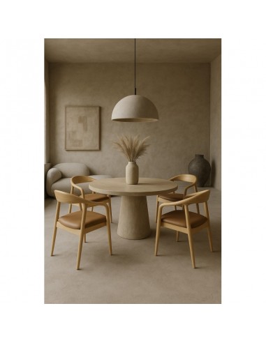 Cadeira NINA com braços, madeira de faia e pele...