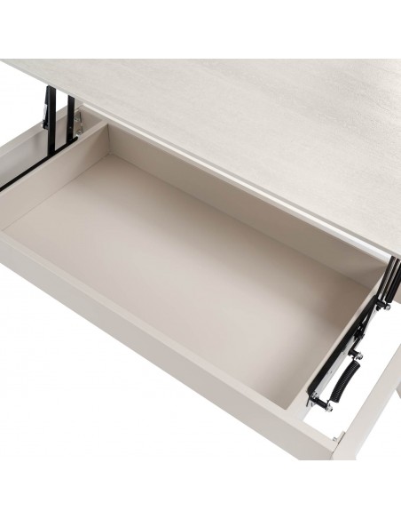 Mesa de centro ROLAND com tampo elevatório, travertino/bege